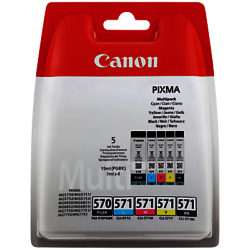 Canon PGI-570/CLI-571 Cyan, Magenta, Yellow, Pigment Black & Black Ink Cartridge Multipack, Pack of 5